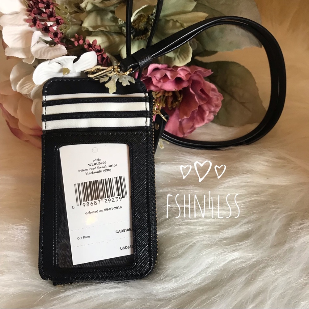 Kate Spade Edria FRENCH STRIPE Lanyard Wallet - Picture 5 of 8